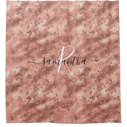 Glitzer-Disco-Ball-Monogramm-Name Duschvorhang (Vorderseite)