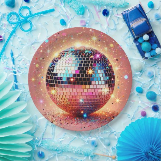 Glitzer Disco Papier Teller! Pappteller (Party)