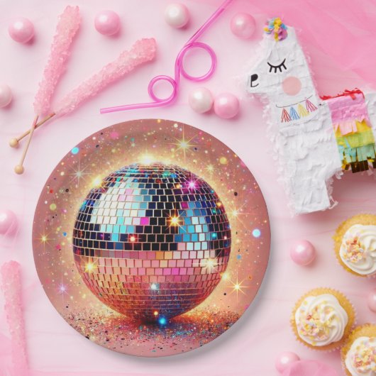 Glitzer Disco Papier Teller! Pappteller (Party)