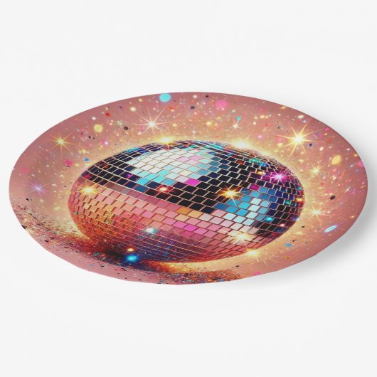 Glitzer Disco Papier Teller! Pappteller (Schrägansicht)