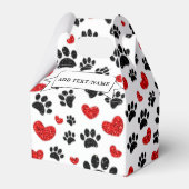 Glitzer Dog Paw Prints and Red Hearts Individuelle Geschenkschachtel (Rückseite)
