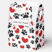 Glitzer Dog Paw Prints and Red Hearts Individuelle Geschenkschachtel (Geöffnet)