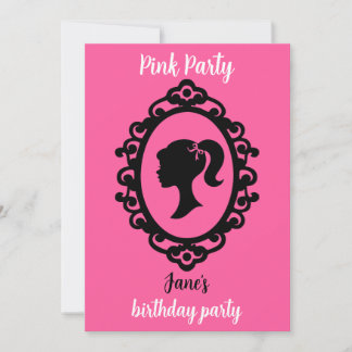 Glitzer Doll Birthday Pink Glam Fashion Einladung