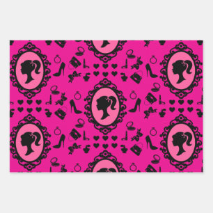 Glitzer Doll Birthday Pink Glam Fashion Geschenkpapier Set