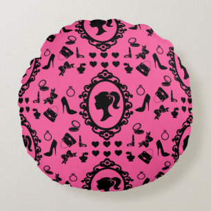 Glitzer Doll Birthday Pink Glam Fashion Rundes Kissen