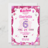 Glitzer Doll Inspirierte Einladung zum Geburtstag (Vorderseite)