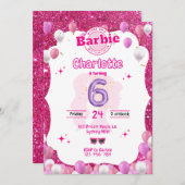 Glitzer Doll Inspirierte Einladung zum Geburtstag (Vorne/Hinten)