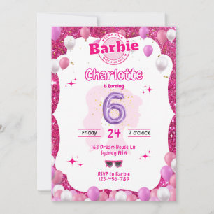 Glitzer Doll Inspirierte Einladung zum Geburtstag