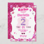 Glitzer Doll Inspirierte Einladung zum Geburtstag (Vorne/Hinten)