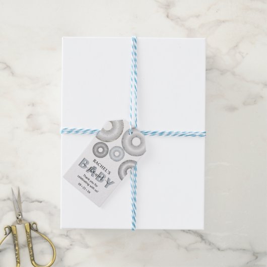 Glitzer Donut Baby Sprinkle Baby Boy Dusche Geschenkanhänger (Mit Garn)