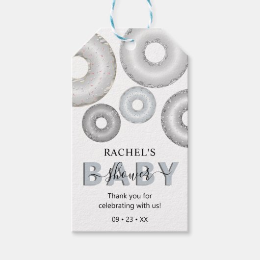 Glitzer Donut Baby Sprinkle Baby Boy Dusche Geschenkanhänger (Vorderseite)