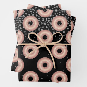Glitzer Donut Confetti Pattern Geschenkpapier Set