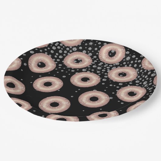 Glitzer Donut Confetti Pattern Pappteller (Schrägansicht)