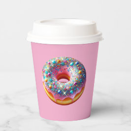 Glitzer-Donut-Papierbecher. Pappbecher
