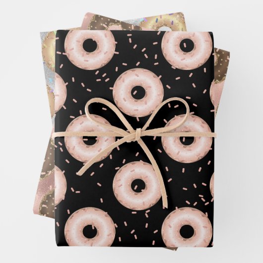 Glitzer Donut Pattern Geschenkpapier Set (Beispiel)