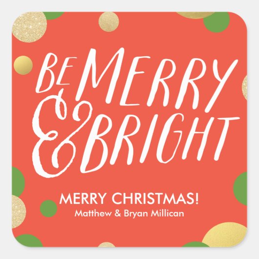 Glitzer Dots | Beiheftmarke Quadratischer Aufkleber (Vorderseite)