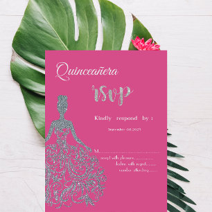 Glitzer Dress Fuschia Quinceanera UAWG Einladung