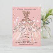 Glitzer Dress Quinceañera Einladung (Stehend Vorderseite)