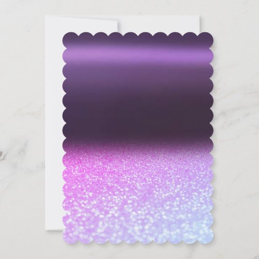 Glitzer Dress, Tiara, Eiffelturm Lila Sweet 16 Einladung (Rückseite)