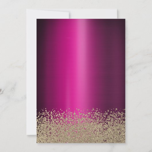 Glitzer Dress, Tiara, Lila Metallisches Brautparty Einladung (Rückseite)