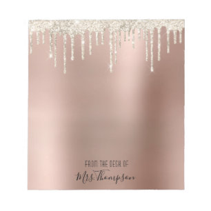 Glitzer Drilling Rose Gold Shiny Black Name Script Notizblock