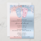 Glitzer-DripsPink Blue Baby Boy Girl Einladung (Vorderseite)