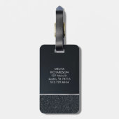 Glitzer dunkelgrau mit Monogramm Gepäckanhänger (Rückseite vertikal)