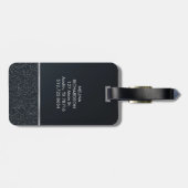 Glitzer dunkelgrau mit Monogramm Gepäckanhänger (Rückseite horizontal)