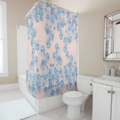 Glitzer Dusty Blue Floral MIRLY Elegante Rose Duschvorhang (Beispiel)