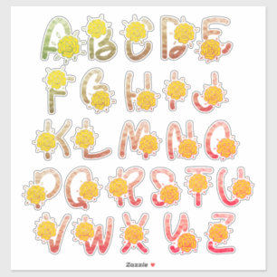 Glitzer Earthy Floral Monogram A to Z Letters Aufkleber