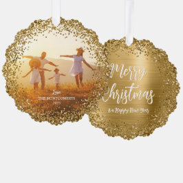 Glitzer Edge Family Foto Frohe Weihnachten Ornament Karte