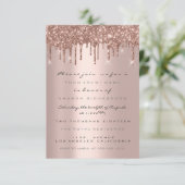 Glitzer Effect Tropfen Rose Gold Bridal Sweet 16. Einladung (Stehend Vorderseite)