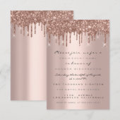 Glitzer Effect Tropfen Rose Gold Bridal Sweet 16. Einladung (Vorne/Hinten)