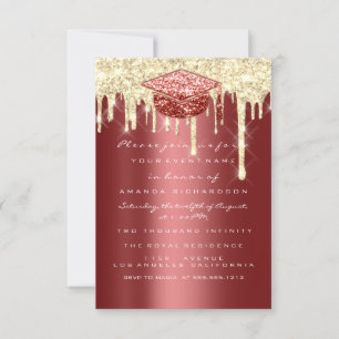Glitzer Effect Tropfens Gold Graduate Party Burgun Einladung
