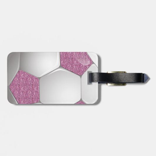 Glitzer-Effekt des Ball Pink-Fußballs Gepäckanhänger (Rückseite horizontal)