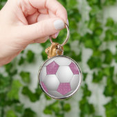 Glitzer-Effekt des Ball Pink-Fußballs Schlüsselanhänger (Hand)