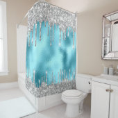 Glitzer-Effekt von Tropfen im Parkbereich Schwarz- Duschvorhang (Beispiel)