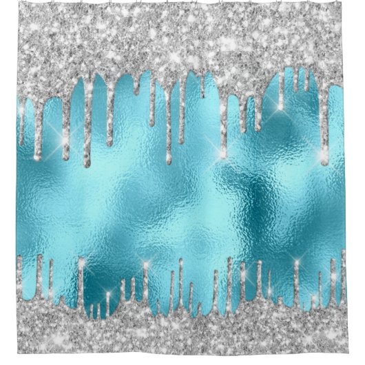Glitzer-Effekt von Tropfen im Parkbereich Schwarz- Duschvorhang (Vorderseite)