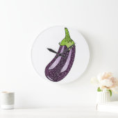 Glitzer Eggplant Große Wanduhr (Zuhause)