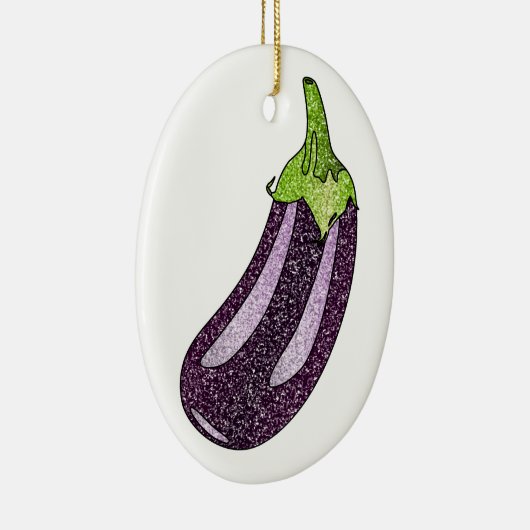 Glitzer Eggplant Keramik Ornament (Rechts)