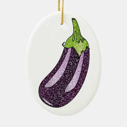 Glitzer Eggplant Keramik Ornament (Hinten)