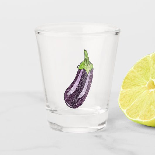 Glitzer Eggplant Schnapsglas (Vorderseite)
