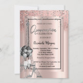 Glitzer Eiffel Balloons Rose Gold Quinceañera Einladung (Vorderseite)