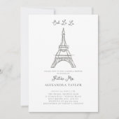 Glitzer Eiffel Paris Minimal Modernes Brautparty Einladung (Vorderseite)