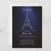 Glitzer Eiffel Paris Minimales Lila Brautparty Einladung (Vorderseite)