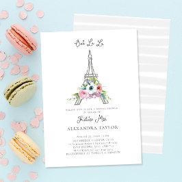 Glitzer Eiffel Paris Rustic Bouquet Brautparty Einladung