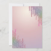Glitzer Eiffelturm, farbenfrohe Tropfen Quinceañer Einladung (Rückseite)