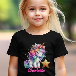 Glitzer Einhorn magischer Stern Kinder schwarz T-Shirt