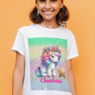 Glitzer Einhorn magischer Stern T-Shirt