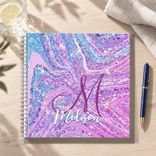 Glitzer Einhorn Regenbogen Mädchen Marmor Kunst Notizblock